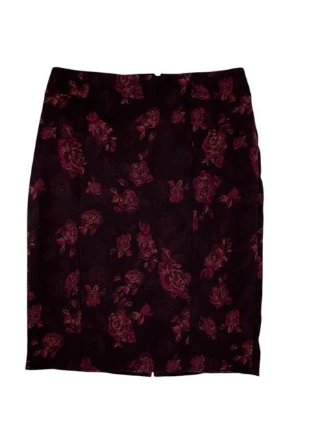 White House Black Market Plum Roses Skirt Size 8