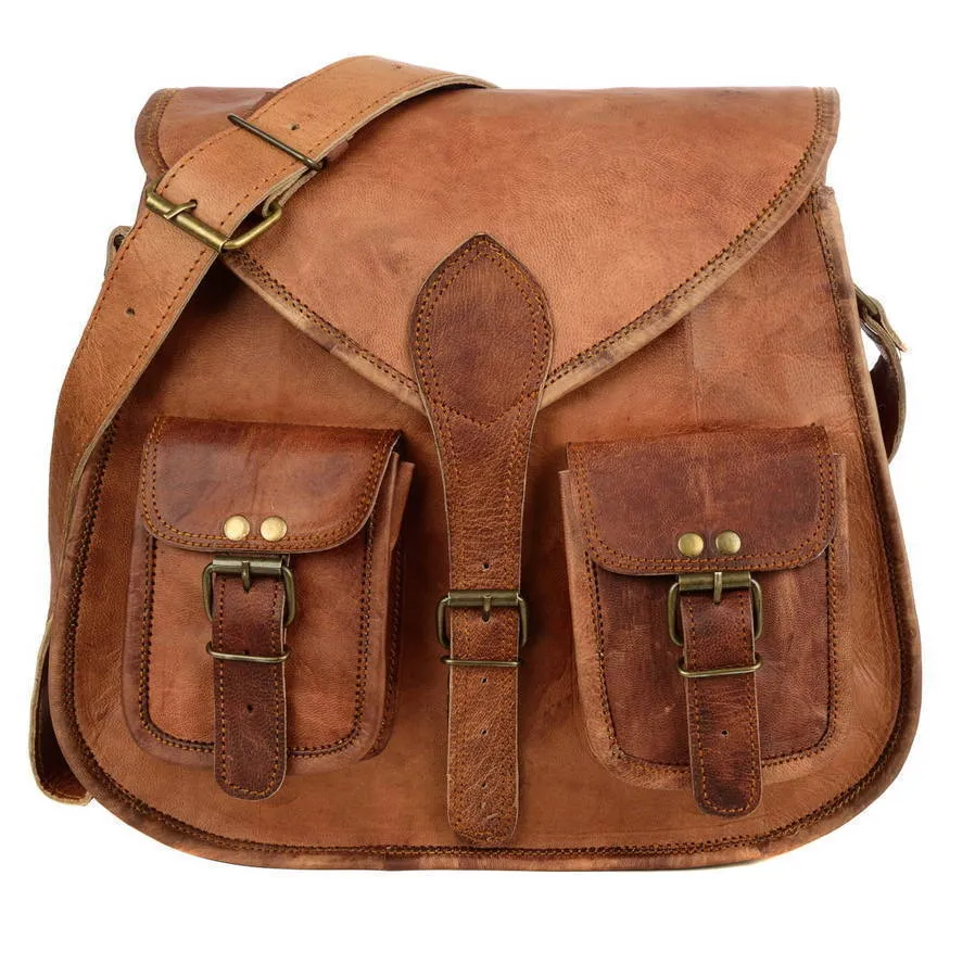 Women’s 2 Pockets Leather Cross Body Purse