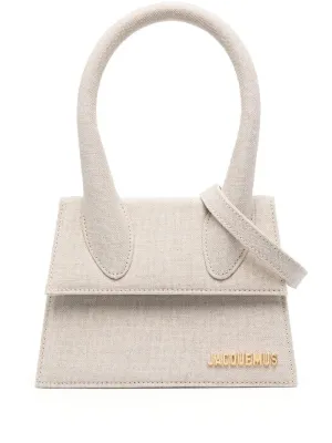 Women's Le Chiquito Moyen Leather Handbag in Grey | Size UNI | 213BA002