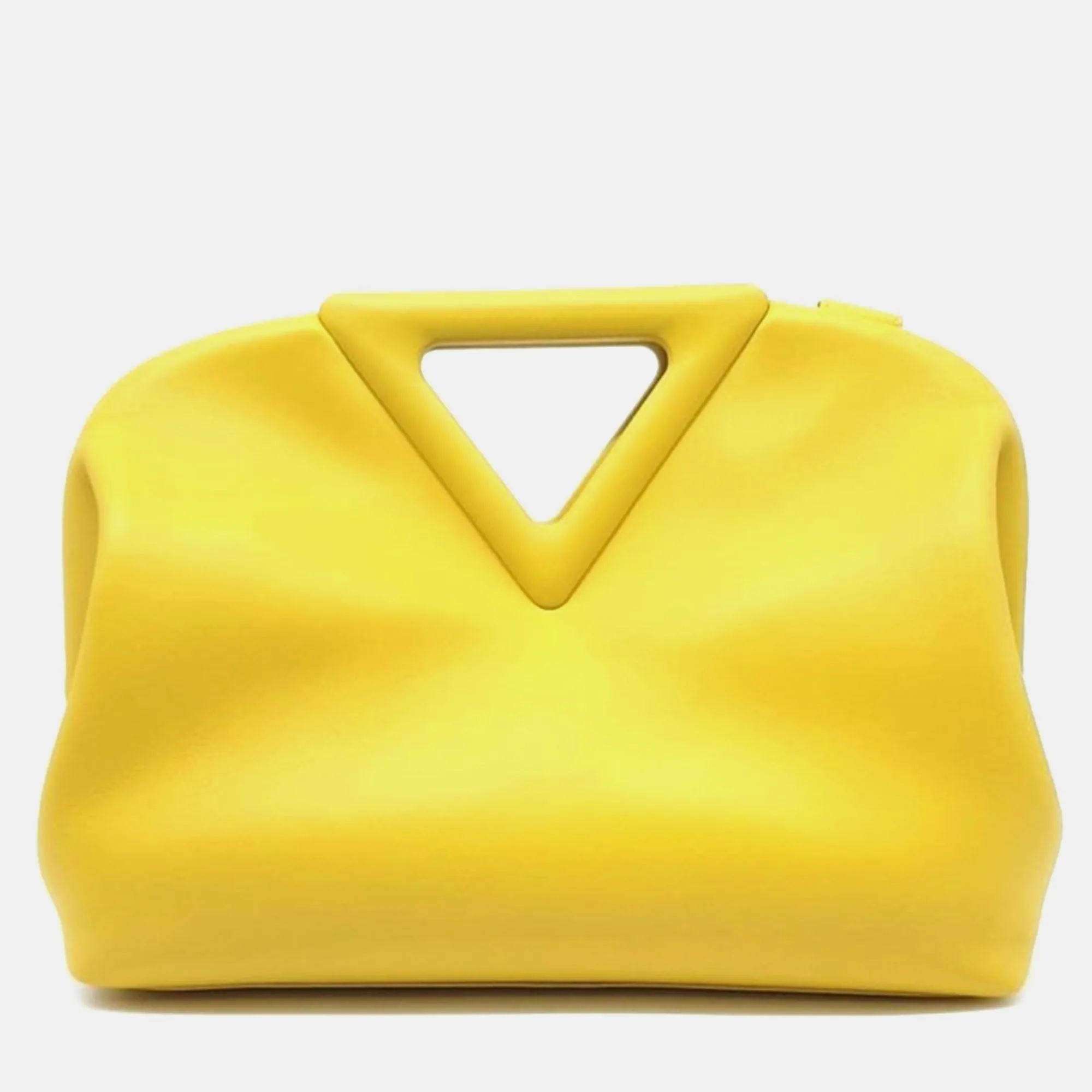 Yellow Leather Point Top Handle Bag