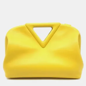Yellow Leather Point Top Handle Bag