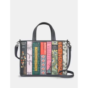 Yoshi Bronte Bookworm Library Grey Leather Grab Bag
