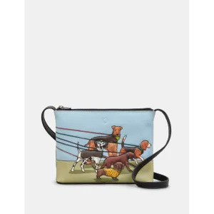 Yoshi Dog Walk Black Leather Cross Body Bag