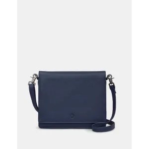 Yoshi Stanton Triple Gusset Flap Over Navy Leather Bag
