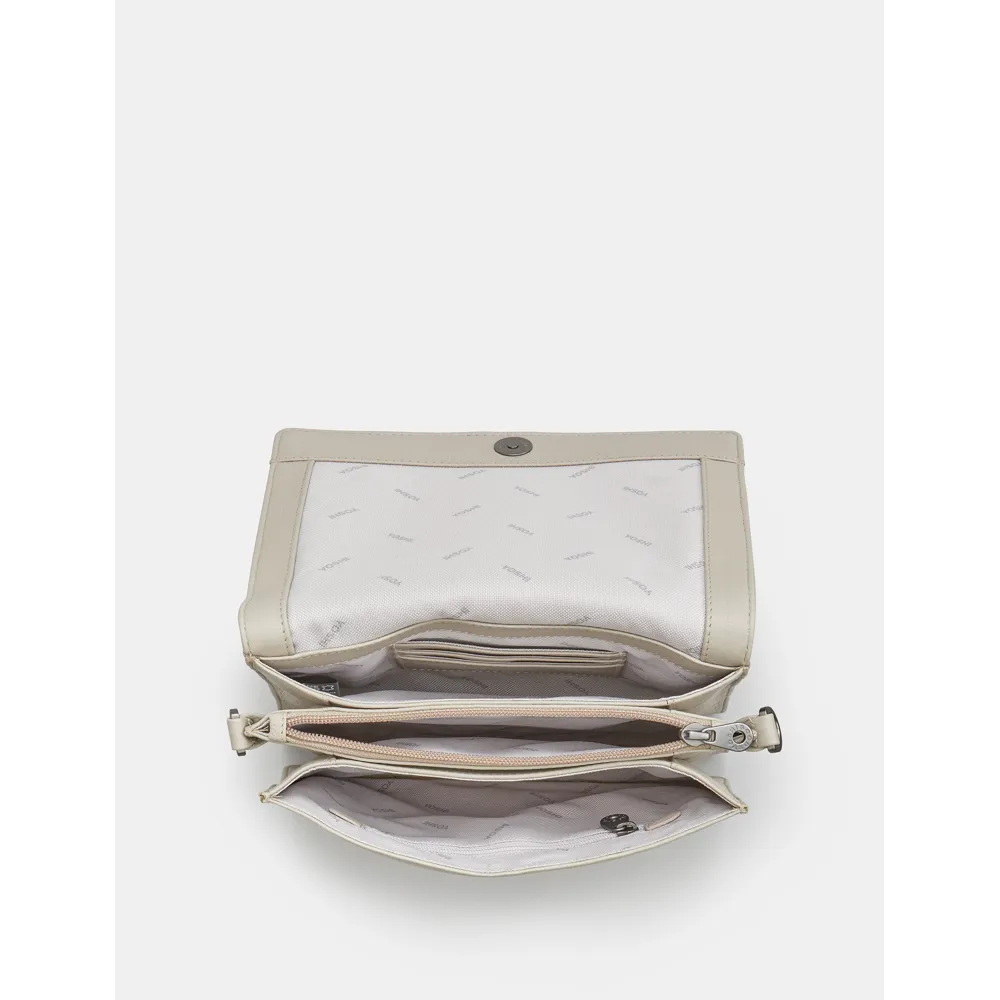 Yoshi Stanton Triple Gusset Flap Over Warm Grey Leather Bag