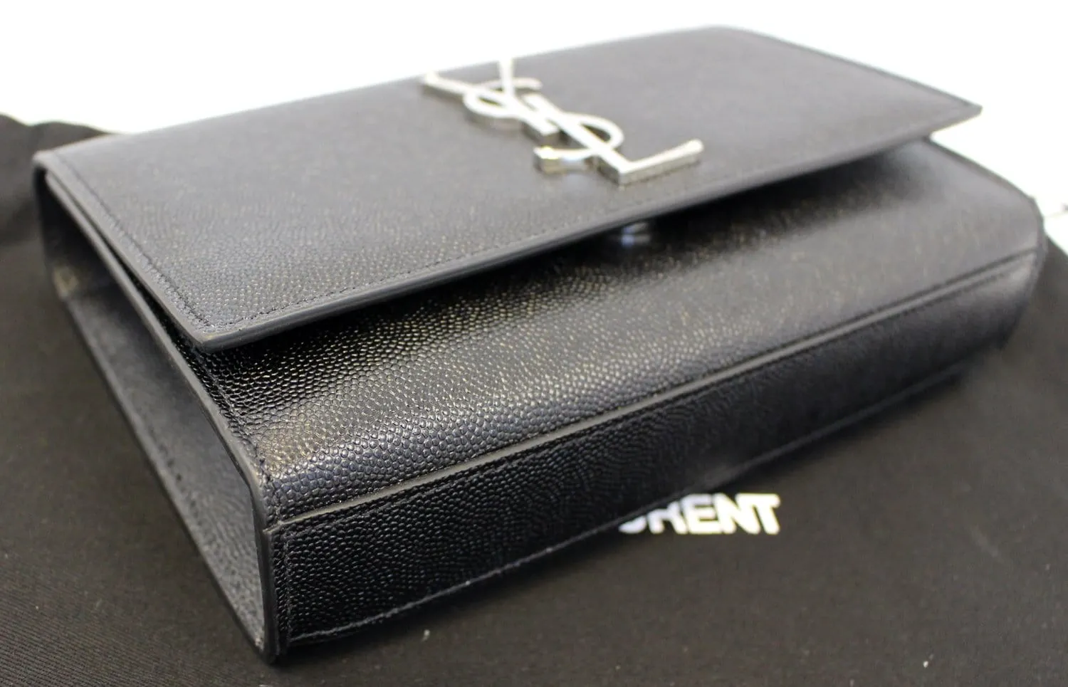 YVES SAINT LAURENT Kate Black Leather Medium Chian Clutch Crossbody Bag