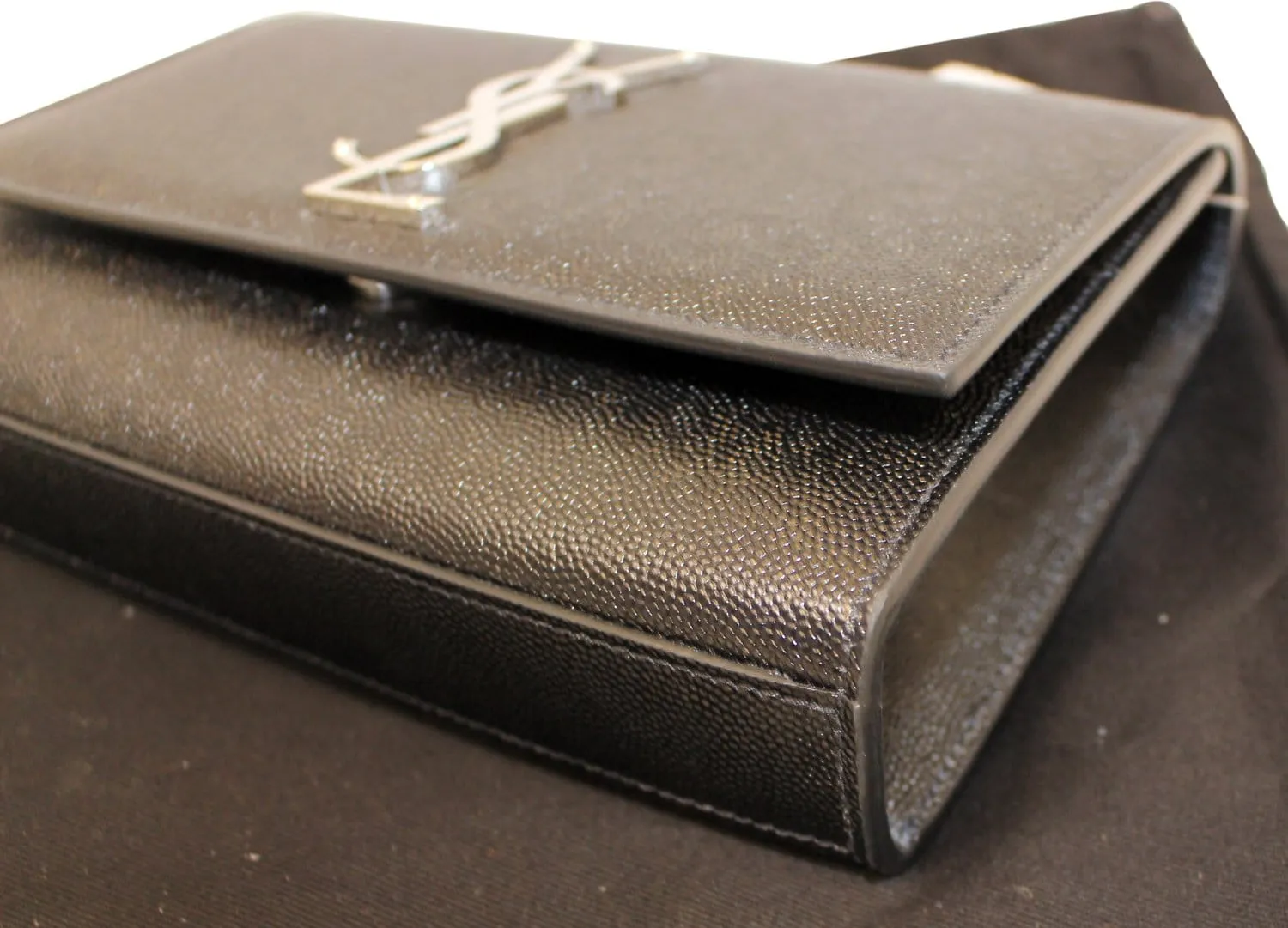 YVES SAINT LAURENT Kate Black Leather Medium Chian Clutch Crossbody Bag