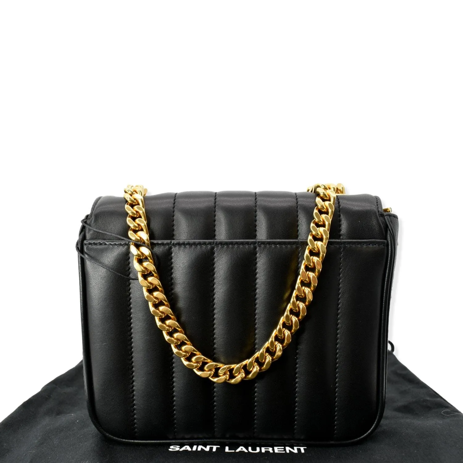 YVES SAINT LAURENT Vicky Small Monogram Leather Chain Crossbody Bag Black