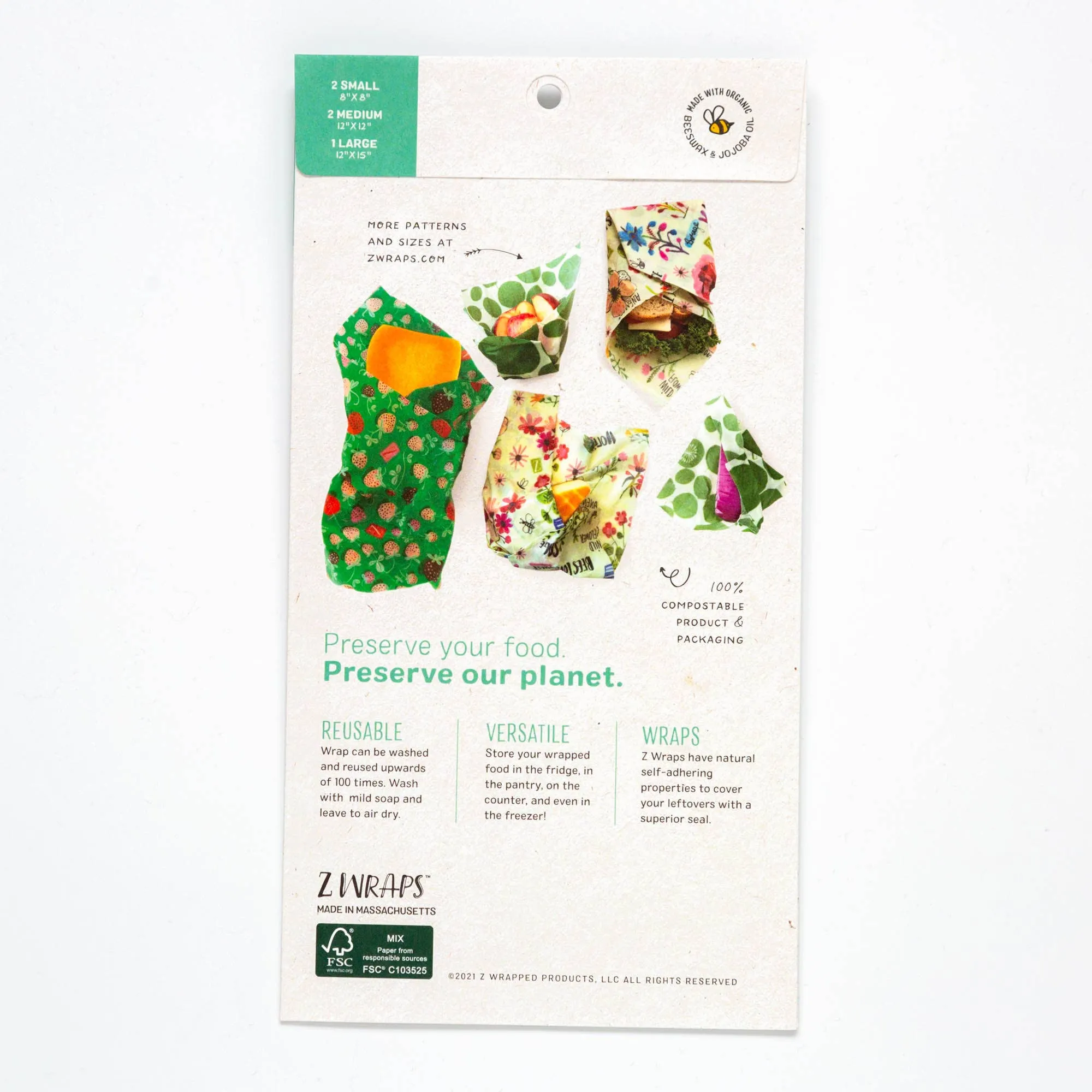 Z Wraps 5-Pack Reusable Food Wrap Pallet/Music/Circle