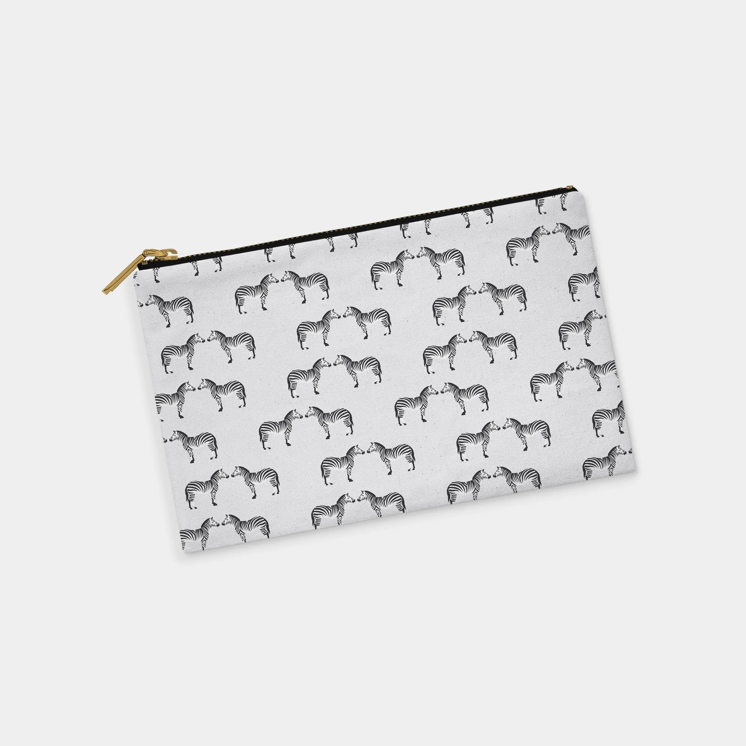 Zebras Personalized Zipper Pouch (on gray)