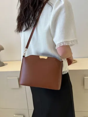 Zipper Single Shoulder Crossbody Bag - Brown